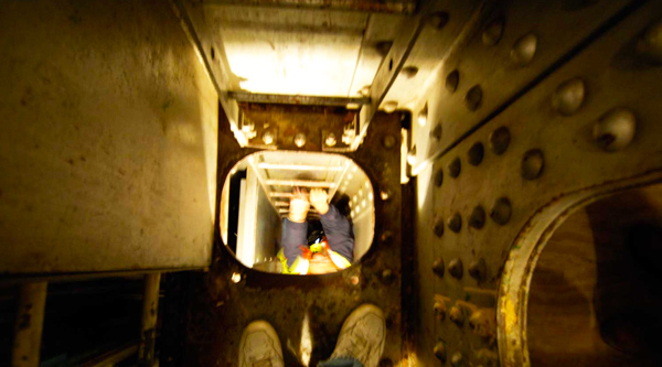 Mackinac Bridge up the inner ladder